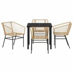 vidaXL Ensemble de salle à manger pour jardin 5 Pièces Marron polyrotin