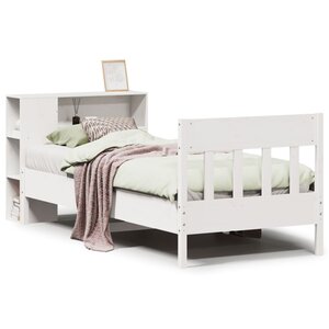 vidaXL Lit bibliothèque sans matelas blanc 90x190cm bois de pin massif