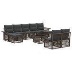 vidaXL Ensemble de canapé de jardin 10 Pièces Gris polyrotin