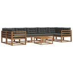 vidaXL Ensemble de canapés d'extérieur 8 Pièces Naturel et Anthracite