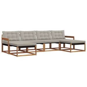 vidaXL Ensemble de canapés d'extérieur 6 pc Gris Naturel et Clair