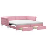 vidaXL Lit de jour avec gigogne et tiroirs rose 100x200 cm velours