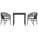 vidaXL Set de Jardin de Salle à Manger de 3 Pièces Marron Poly Rattan