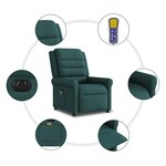 vidaXL Fauteuil de massage inclinable électrique Vert foncé Tissu