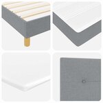 vidaXL Lit boxspring avec matelas Gris clair 200 x 200 cm tissu