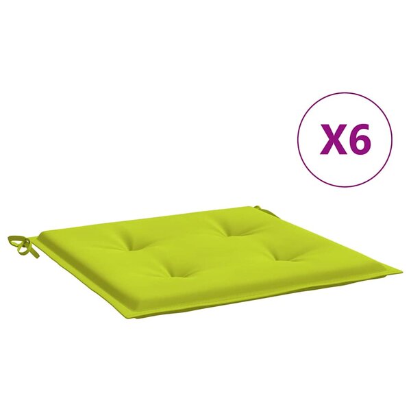 vidaXL Coussins de chaise de jardin lot de 6 vert vif 40x40x4 cm