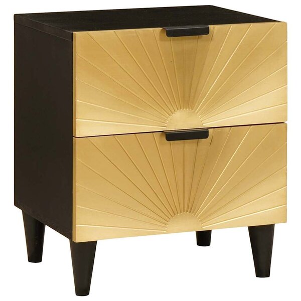 vidaXL Cabinet de chevet avec tiroir Noir et or 40 x 33 5 x 46 cm