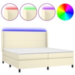 vidaXL Sommier à lattes de lit matelas LED Crème 200x200 cm Similicuir