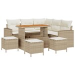 vidaXL Canapé de jardin 9 pièces avec coussins en poly rotin beige et acacia