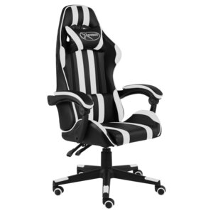 Chaise fauteuil siège pivotante de bureau informatique étude de jeux vidéo et similicuir blanc 02_0024226