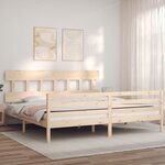 vidaXL Cadre de lit avec tête de lit Super King Size bois massif