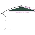 vidaXL Tissu de remplacement pour parasol déporté Vert 350 cm