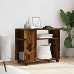 vidaXL Table d'appoint avec roues chêne fumé bois d'ingénierie