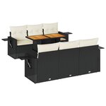 vidaXL Salon de jardin 7 Pièces avec coussins noir résine tressée