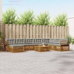 vidaXL Ensemble de canapés d'extérieur 9 Pièces Gris Naturel et Clair