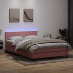 vidaXL Sommier à lattes de lit avec matelas et LED rose 160x220 cm velours