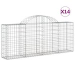 vidaXL Paniers à gabions arqués 14 Pièces 200x30x80/100 cm Fer galvanisé