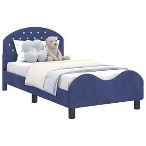 vidaXL Cadre de lit pour enfants avec tête de lit Bleu police Velours