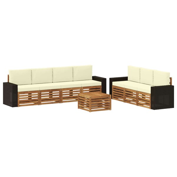 vidaXL Ensembles de canapés avec coussin 8 Pièces Bois d'Acacia Massif