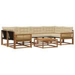 vidaXL Ensemble de canapés d'extérieur 7 Pièces Naturel et Beige