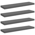 vidaXL Étagère murale flottante 4 Pièces Gris brillant 90x23 5x3 8 cm MDF