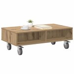 vidaXL Table d'appoint avec roues Chêne artisanal 90 x 50 x 30 cm