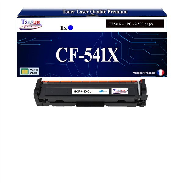 T3AZUR -Toner compatible avec CF541X (203X) pour HP Color LaserJet Pro MFP M280nw M281fdn M281fdw - Cyan