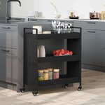 vidaXL Chariot de cuisine Chêne noir 70 x 30 x 82 cm Bois d'ingénierie