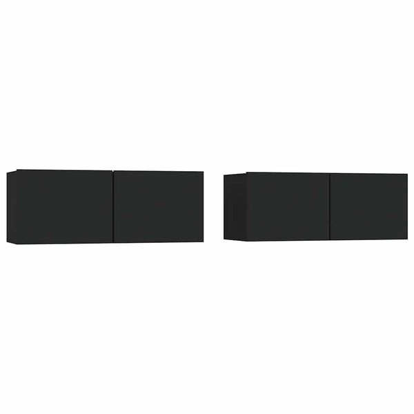 vidaXL Meubles TV 2 Pièces Noir 80x30x30 cm Bois d'ingénierie