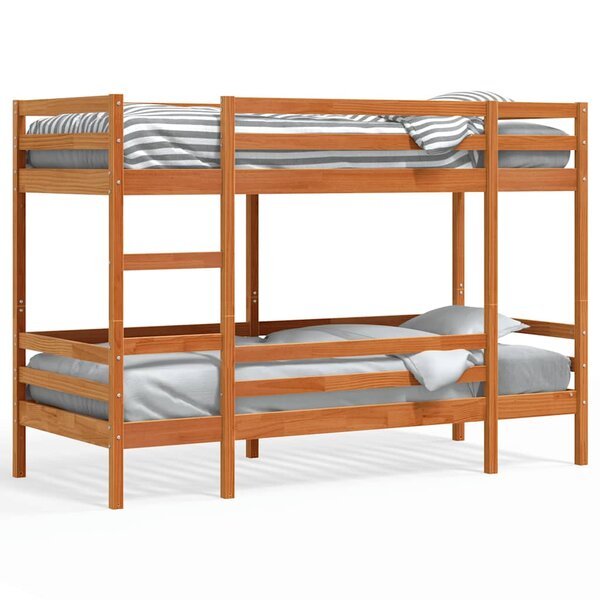 vidaXL Lit superposé sans matelas cire marron 80x200 cm pin massif
