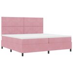 vidaXL Lit à ressort LED avec matelas Rose 200 x 200 cm tissu