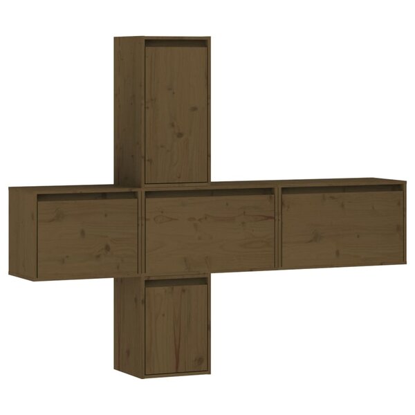 vidaXL Meubles TV 5 Pièces Marron miel Bois massif de pin