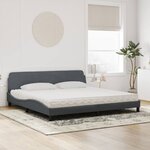 vidaXL Lit avec matelas Dover gris foncé 200x200 cm velours