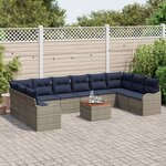 vidaXL Ensemble de canapé de jardin avec coussin 11 Pièces Gris polyrotin