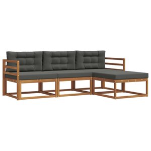 vidaXL Ensemble de canapés d'extérieur 4 Pièces Naturel et Anthracite