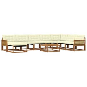 vidaXL Ensemble de canapés d'extérieur 9 Pièces Naturel et Crème