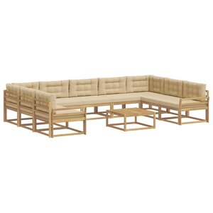 vidaXL Ensemble de canapés d'extérieur 10 pc Blanc et Beige