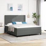 vidaXL Lit à ressorts box avec matelas & LED gris foncé 180 x 200 cm toile
