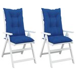 vidaXL Coussins de chaise de jardin à dossier haut lot de 2 bleu royal