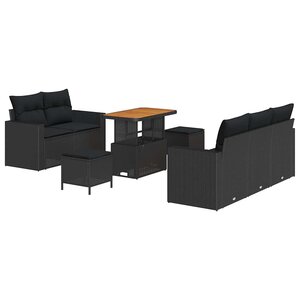vidaXL Ensemble de canapé de jardin 8 Pièces Noir 90 x 55 x 71 cm