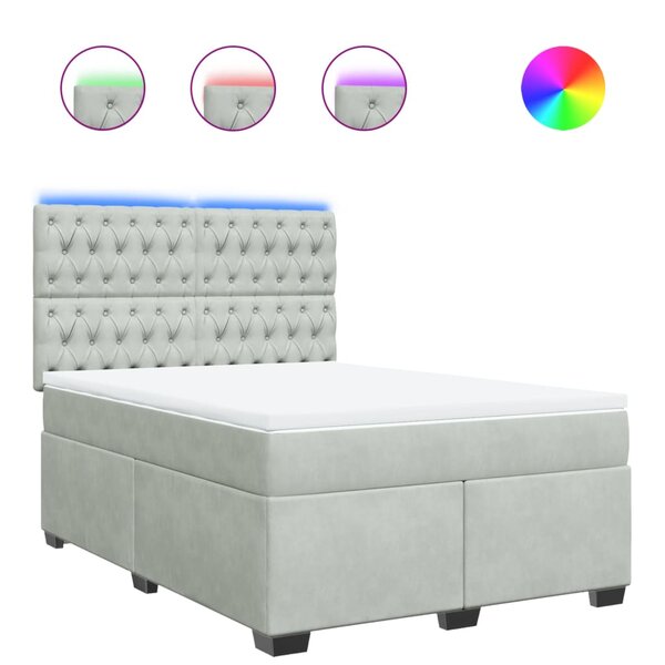 vidaXL Sommier à lattes de lit et matelas Gris clair 140x190cm Velours