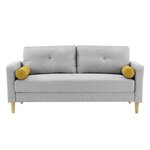 Canapé 3 places + 2 coussins - Tissu Gris clair - 175 x 80 x 85 cm - COPENHAGUE