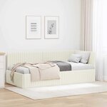 vidaXL Cadre de lit d'angle avec tête de lit Crème 90 x 190 cm Velours