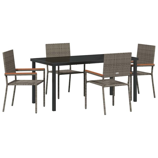 vidaXL Ensemble de salle à manger pour jardin 5 Pièces Gris polyrotin