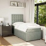 vidaXL Sommier à lattes de lit et matelas Gris clair 100x200cm Velours