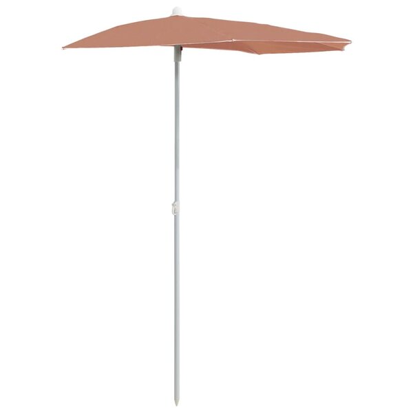 vidaXL Demi-parasol de jardin avec mât 180x90 cm terre cuite
