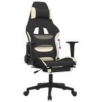 vidaXL Chaise de jeu avec repose-pied Noir et crème Tissu