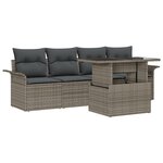 Ensemble de Canapés de Jardin de 5 Pièces avec Coussins Gris Rattan Poly