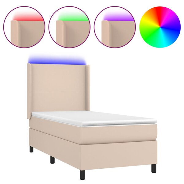 vidaXL Sommier à lattes de lit matelas et LED Cappuccino 80x200cm