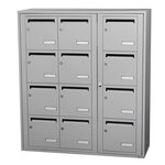 Bloc collectif Leabox  3x4  grade 3  simple face  intérieur  fixation murale  gris clair ral 7035 finition brillante